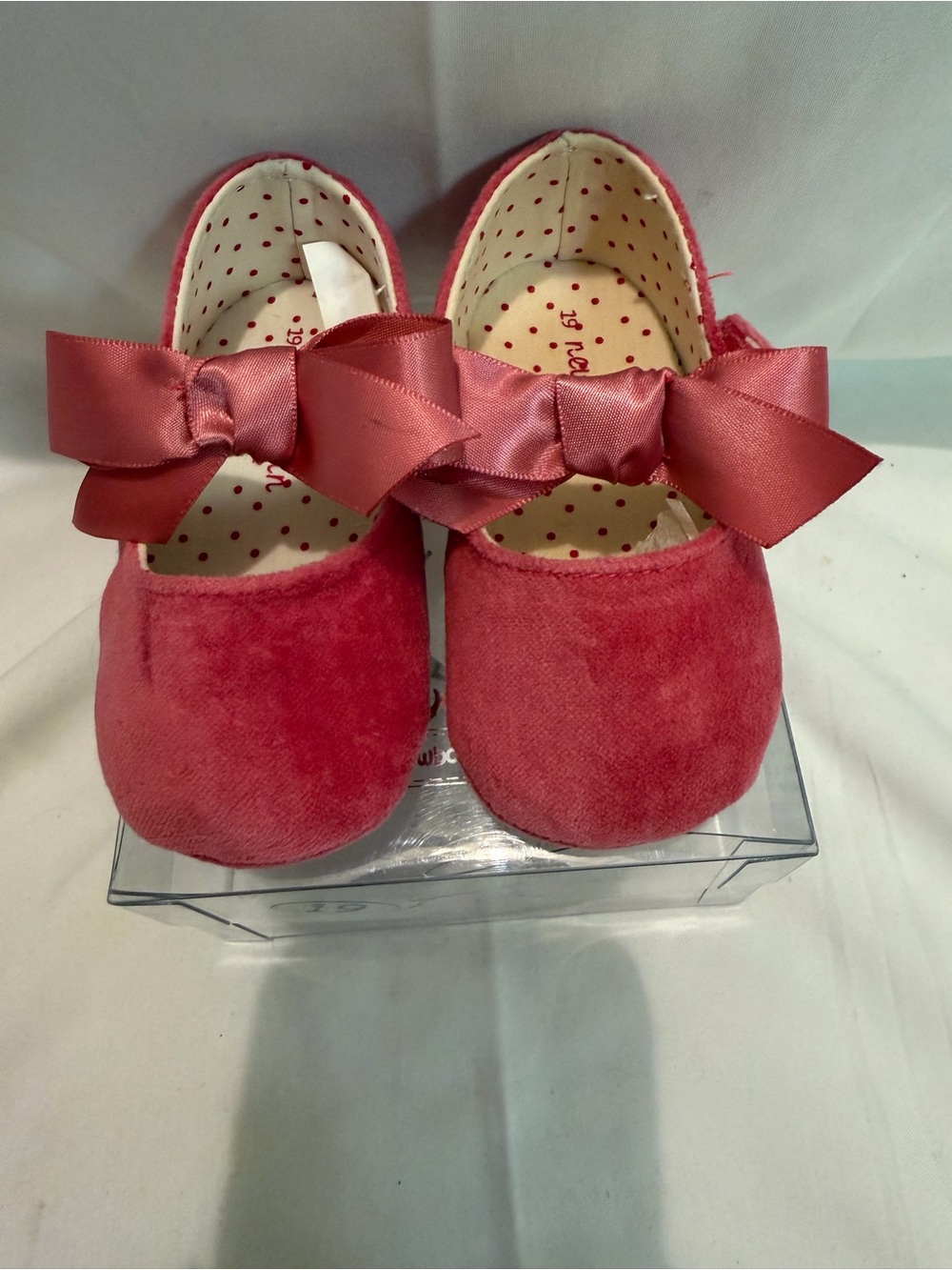 NWT Mayoral Newborn Pink Velvet Bow Infant Shoes Size 19 EU